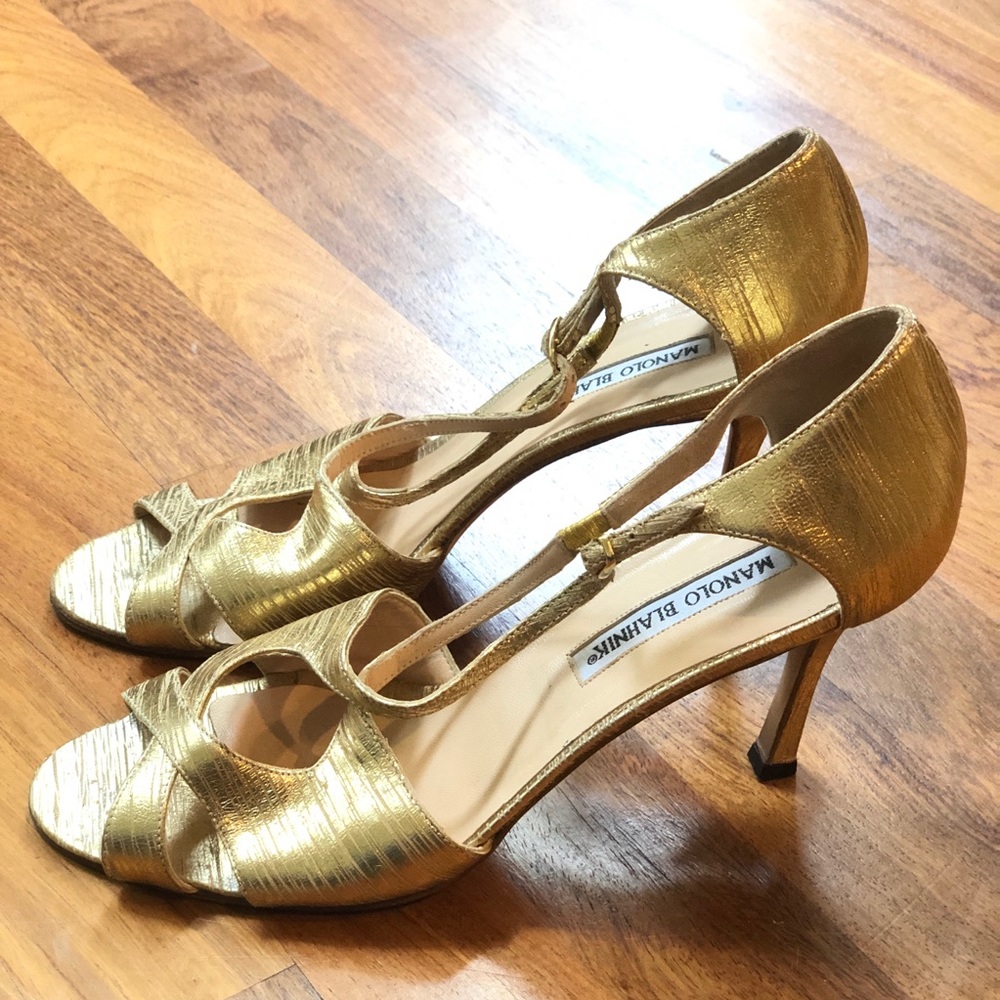Manolo Blahnik Gold Heels